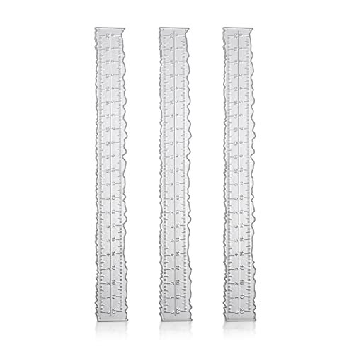 3pcs Irregular Edge Ruler, Metal Craft Ruler 8.4 x 1 Inch Paper Tearing Ruler with Wavy Line Jagged Deckle Edge Measuring Rulers for Embossing,